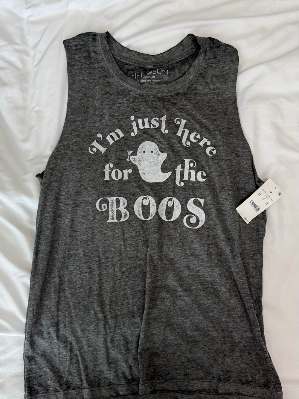 Fifth Sun Kids Gray Tank Top with White 'I'm Just Here for the BOOS' Graphic